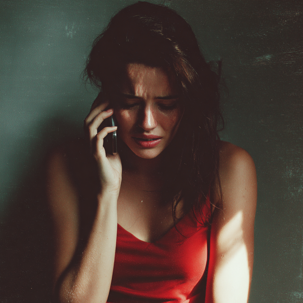 Una mujer alterada hablando por teléfono | Fuente: Midjourney