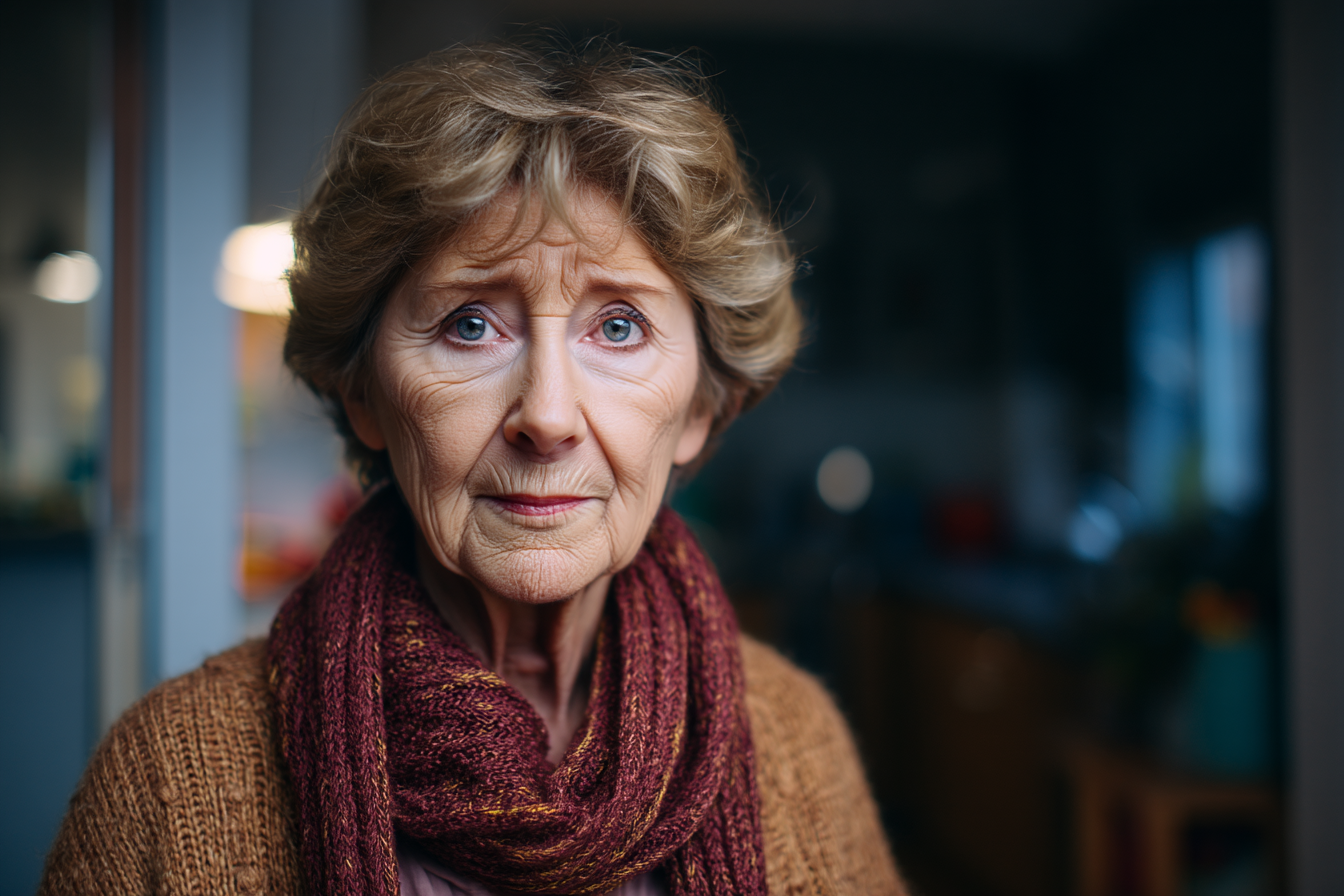 Una mujer mayor mirando al frente | Fuente: Midjourney