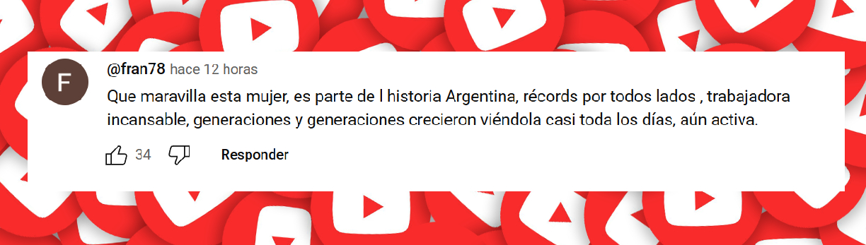 Comentario de una usuaria sobre Mirtha Legrand. | Fuente: YouTube/Telefe.