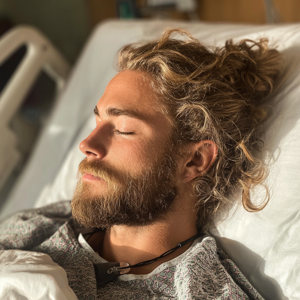 Un hombre tumbado en una cama de hospital | Fuente: Midjourney