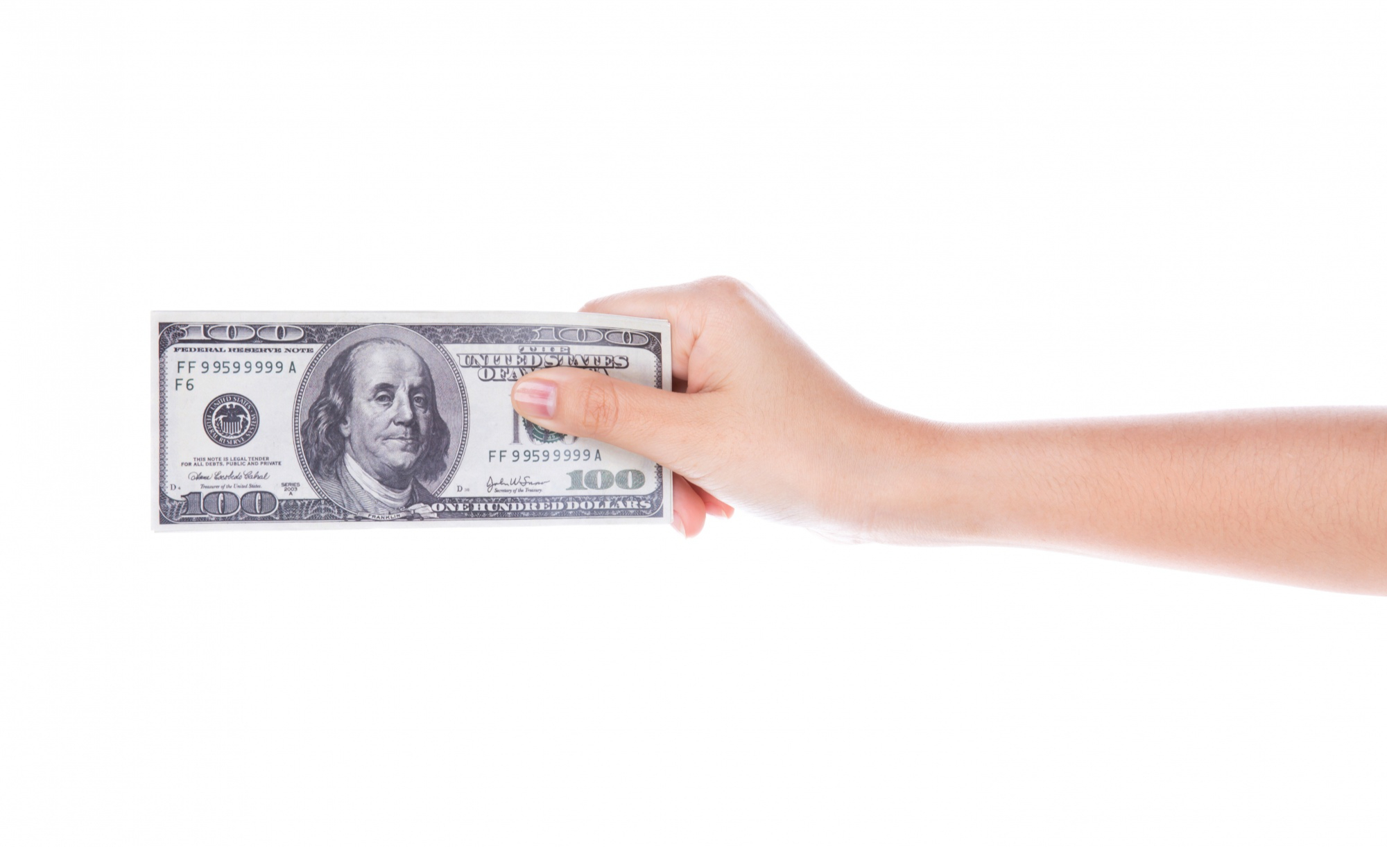 Una mujer con un billete de un dólar en la mano | Fuente: Freepik