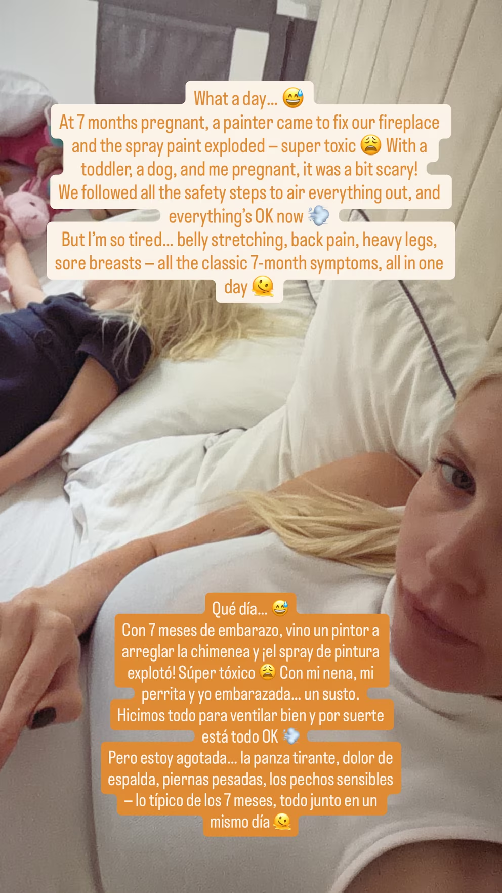 Comunicado de Daniela Christiansson sobre accidente doméstico. | Fuente: Instagram Stories/danielachristiansson