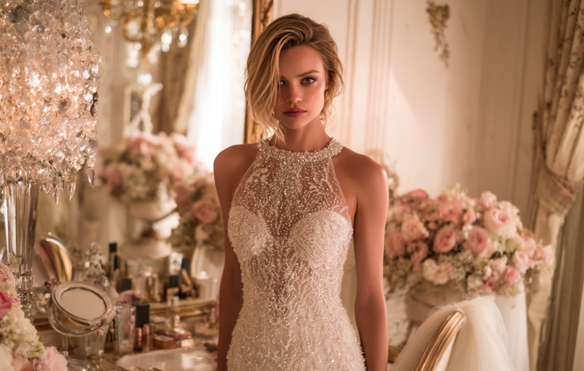 Una mujer con un vestido blanco | Fuente: Midjourney