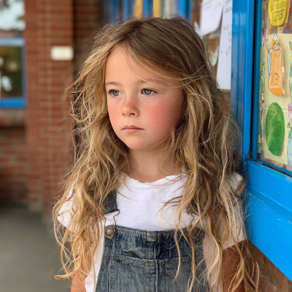 Primer plano de una niña con el pelo largo | Fuente: Midjourney