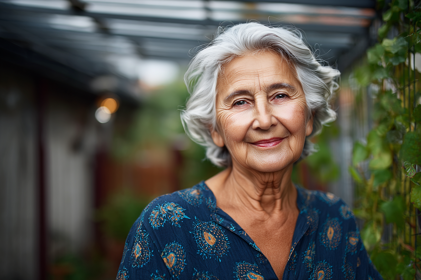 Una mujer mayor sonriendo | Fuente: Midjourney