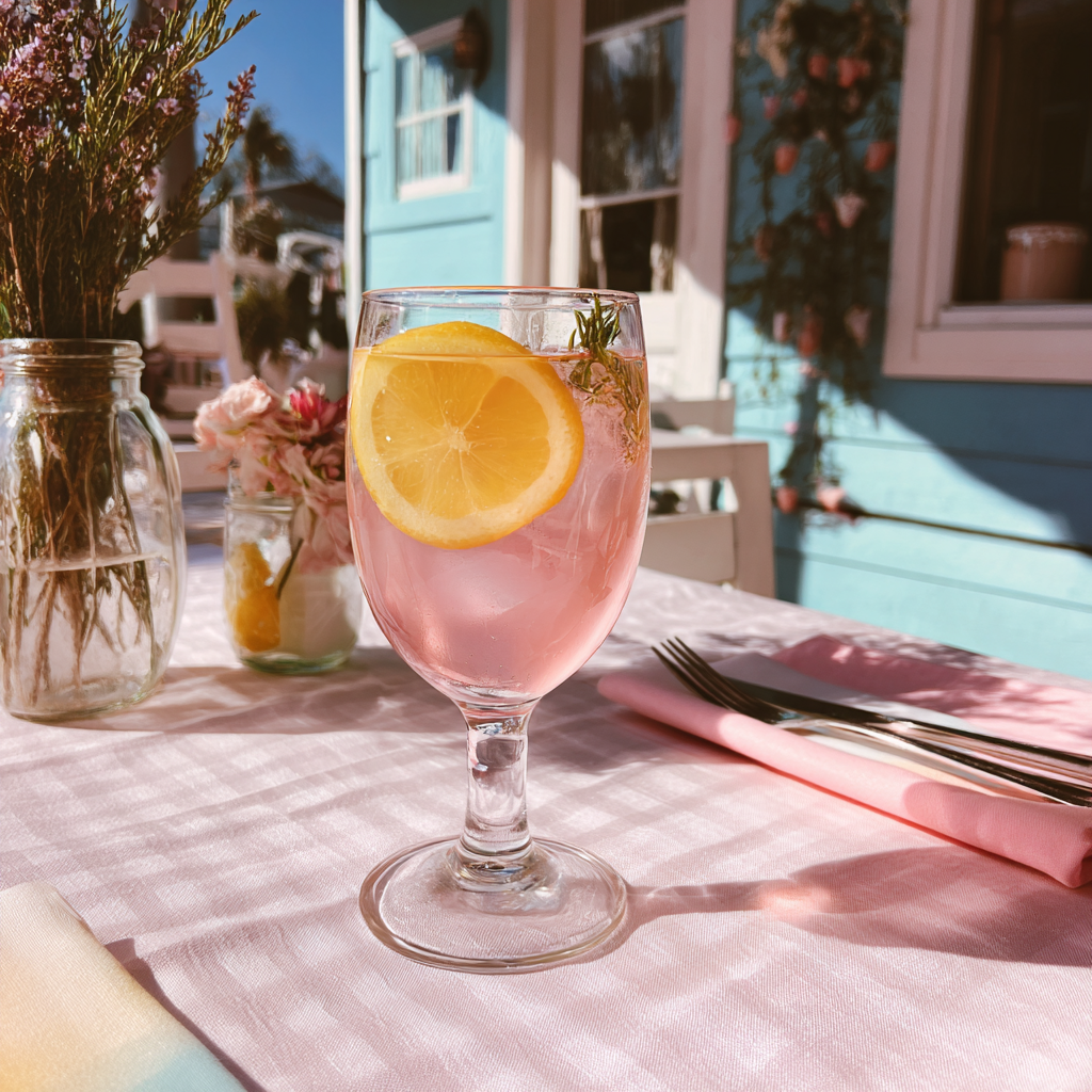 Un vaso de limonada sobre una mesa | Fuente: Midjourney