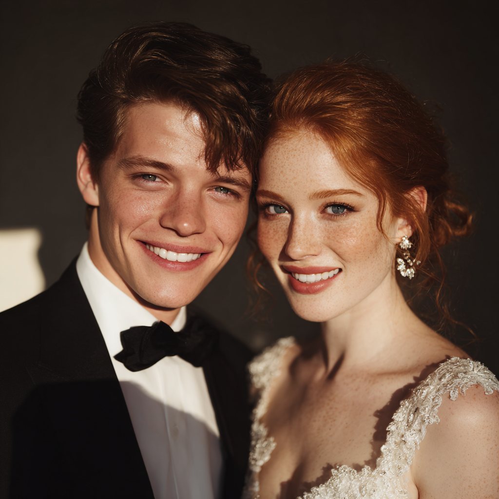 Una pareja de novios sonriente | Fuente: Midjourney
