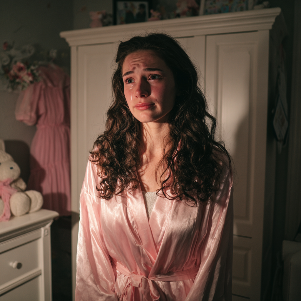 Una mujer emocionada de pie en una guardería | Fuente: Midjourney