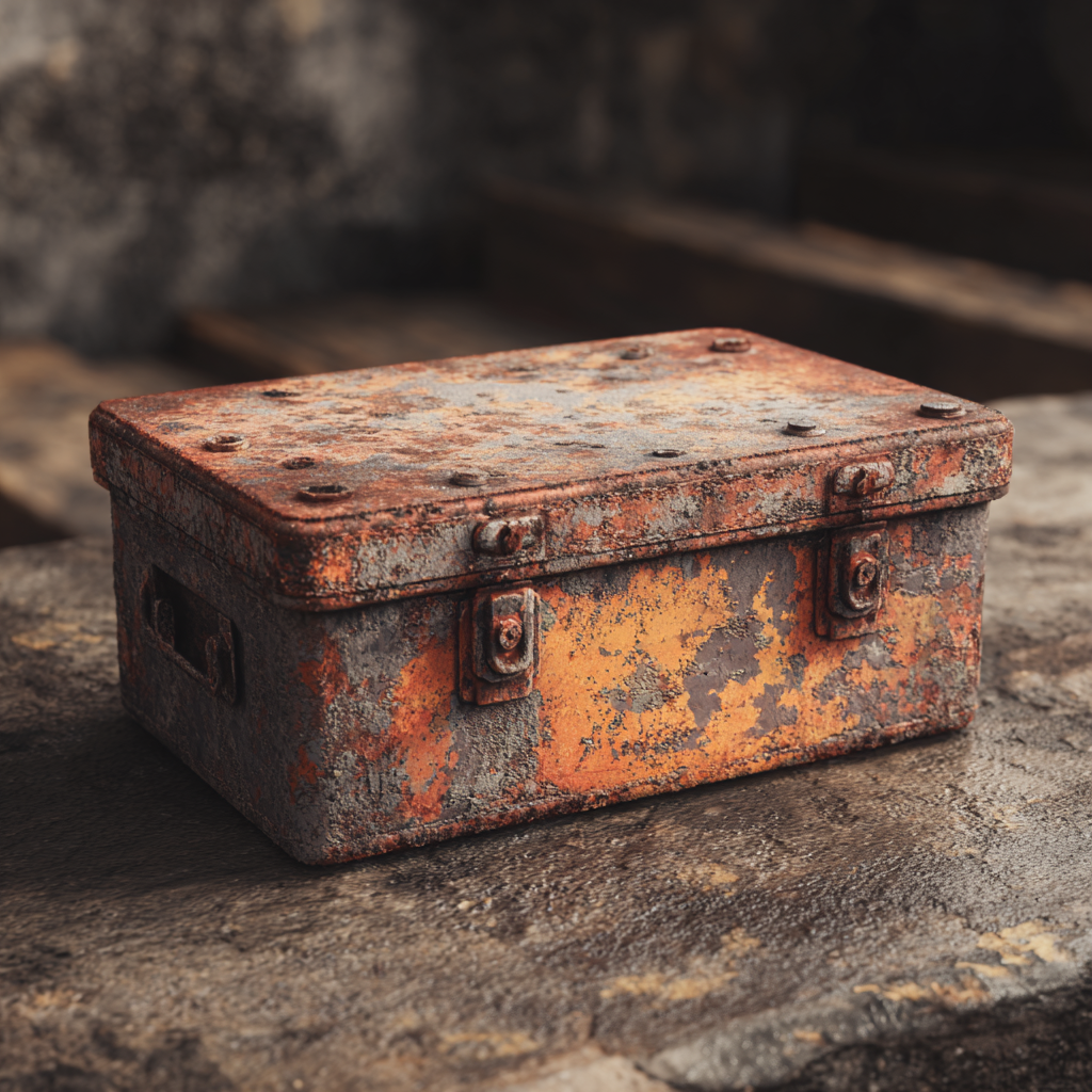 Una caja metálica oxidada | Fuente: Midjourney