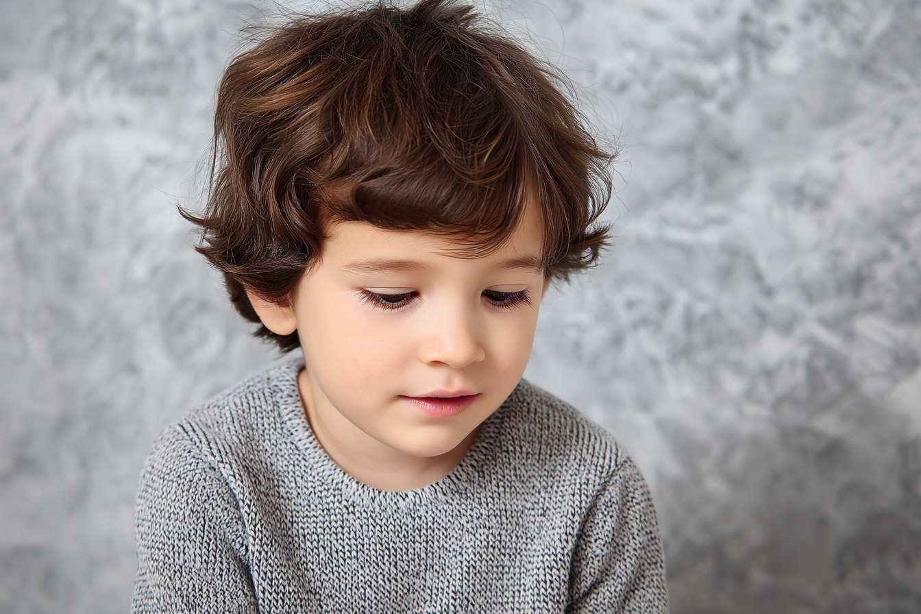 Un niño mirando al suelo | Fuente: Midjourney