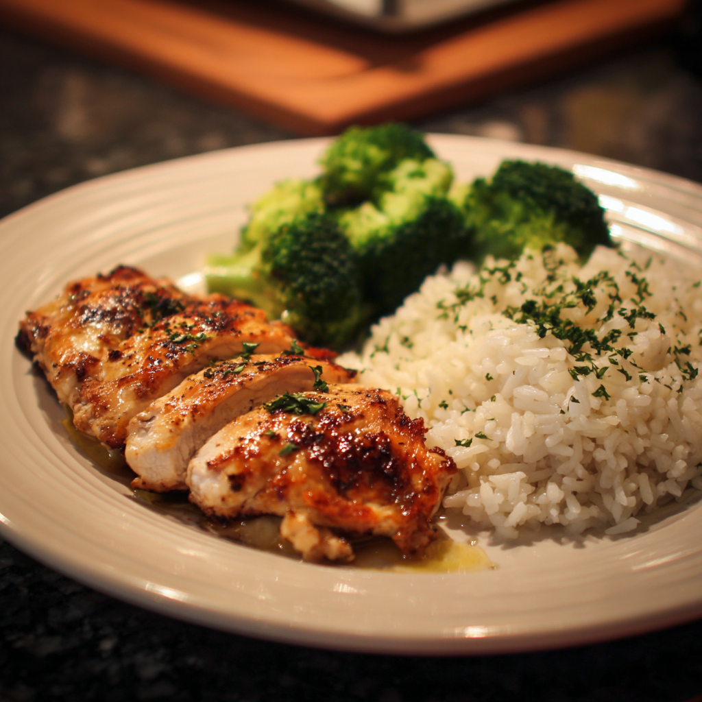 Un plato de comida sobre una mesa | Fuente: Midjourney