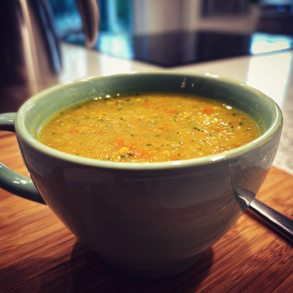 Un cuenco de sopa de lentejas | Fuente: Midjourney