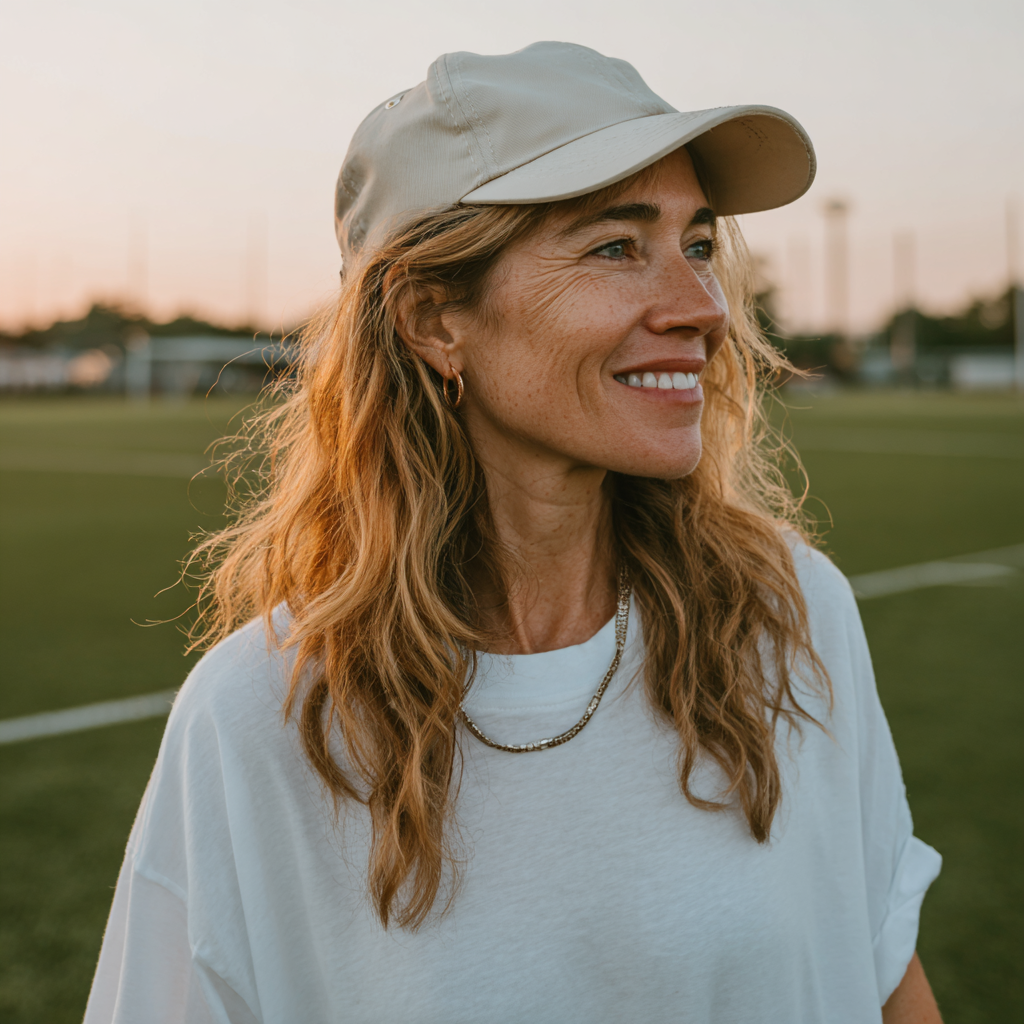 Una madre futbolista sonriente | Fuente: Midjourney