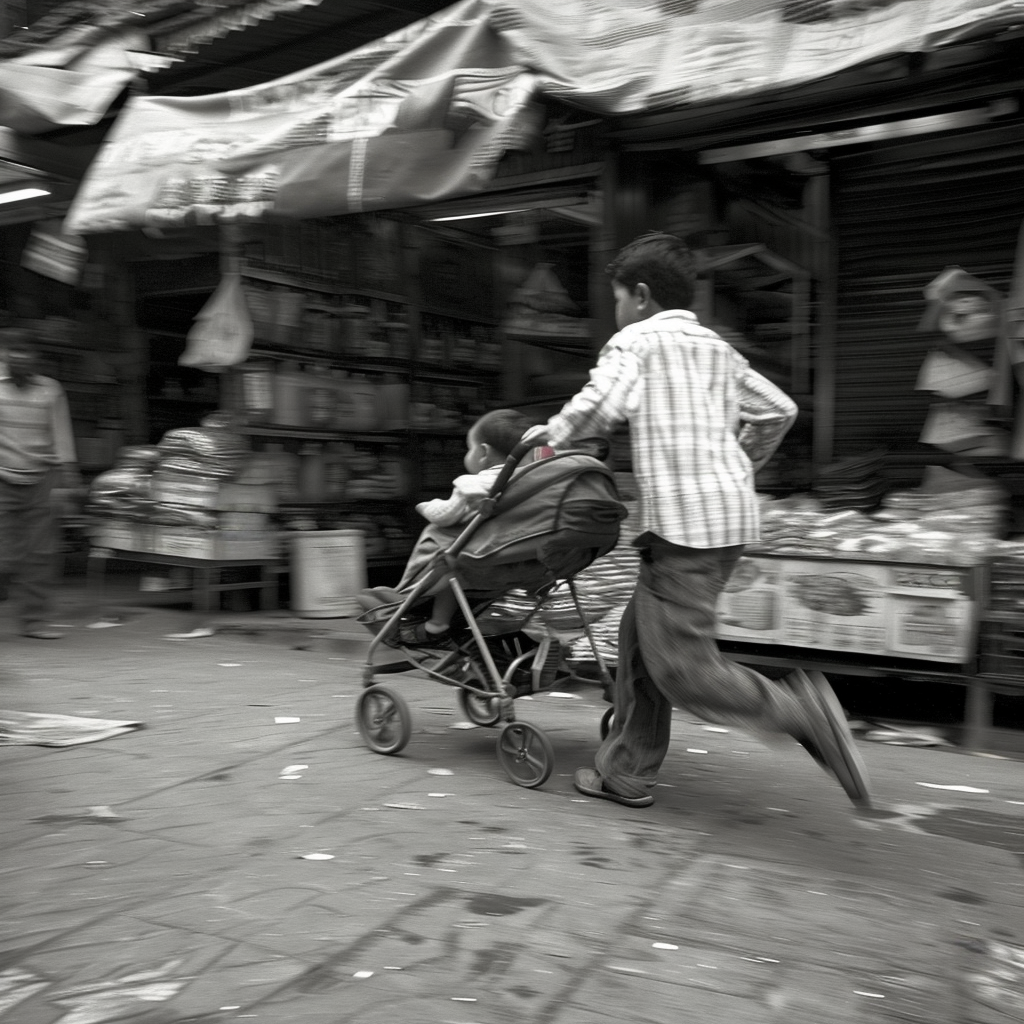 Un niño huyendo | Fuente: Midjourney