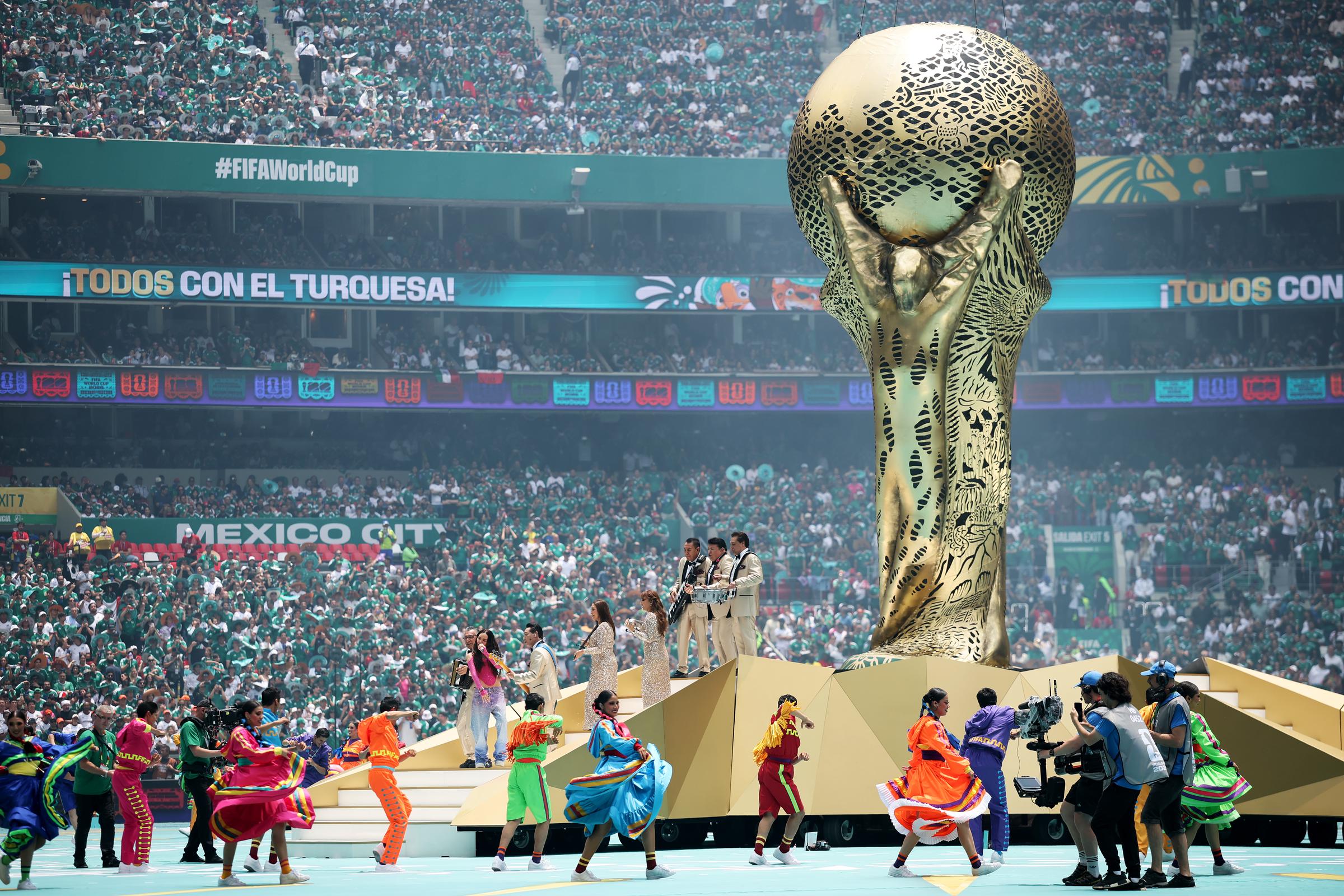 Belinda actúa durante la ceremonia de apertura previa al partido del Grupo A de la Copa Mundial de la FIFA 2026 entre México y Sudáfrica en el Estadio de la Ciudad de México el 11 de junio de 2026 en la Ciudad de México, México. | Fuente: Getty Images