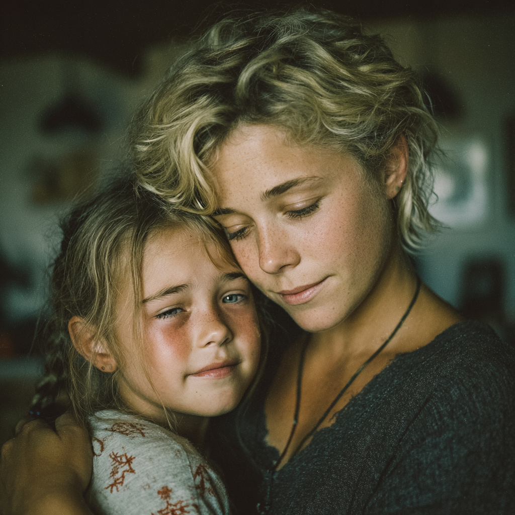 Una madre consuela a su hija | Fuente: Midjourney