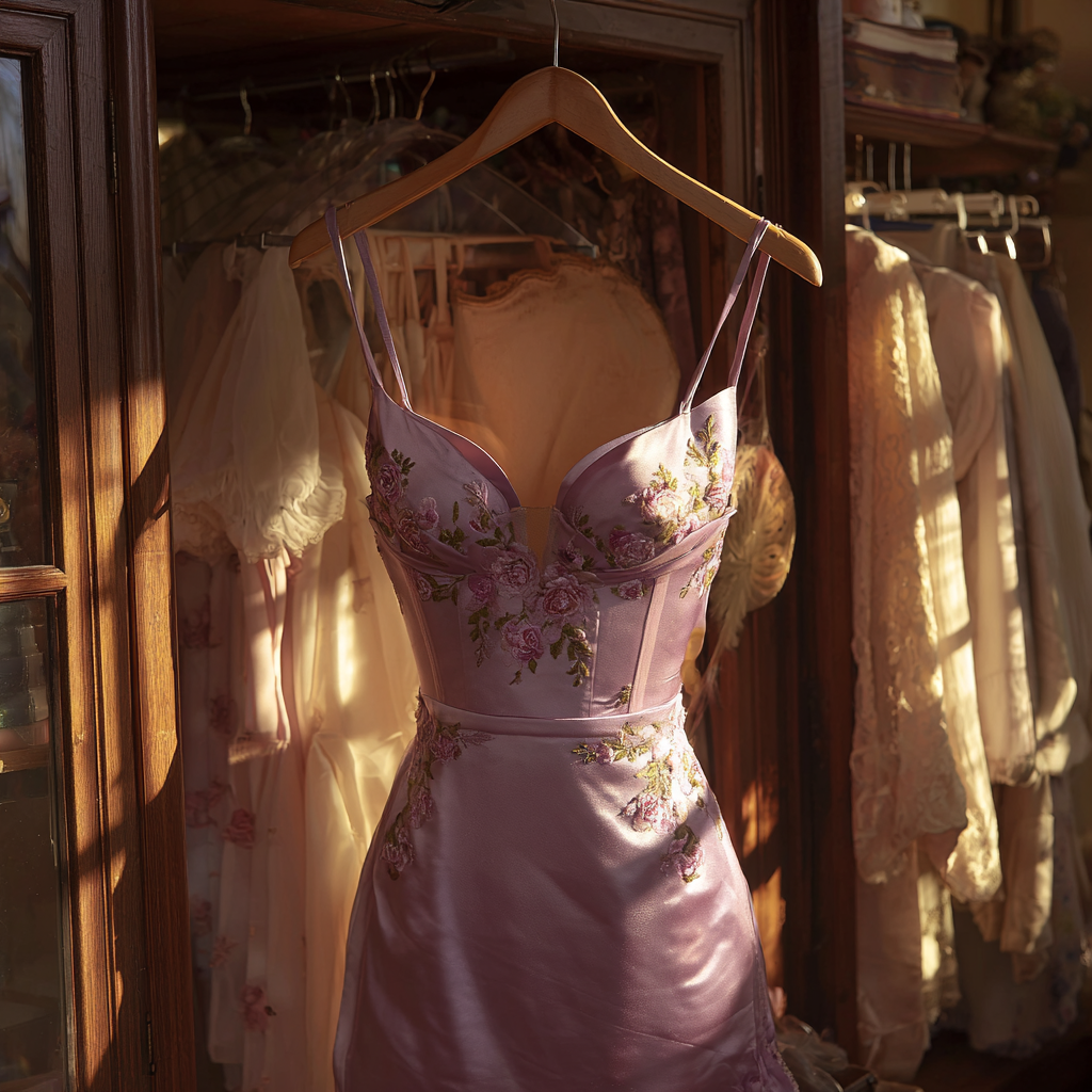 Un vestido de graduación color lavanda | Fuente: Midjourney