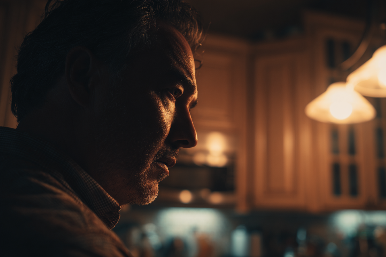 Un hombre de pie en la cocina | Fuente: Midjourney