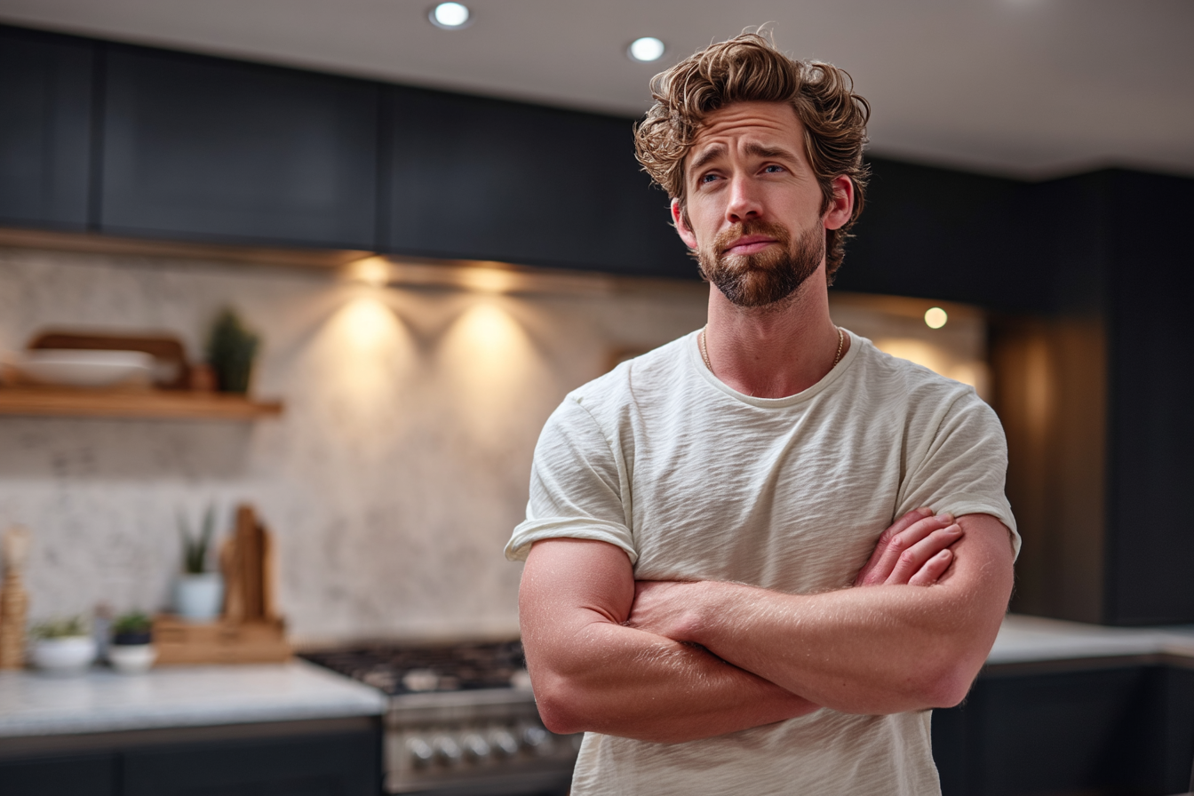 Un hombre de pie en una cocina moderna | Fuente: Midjourney