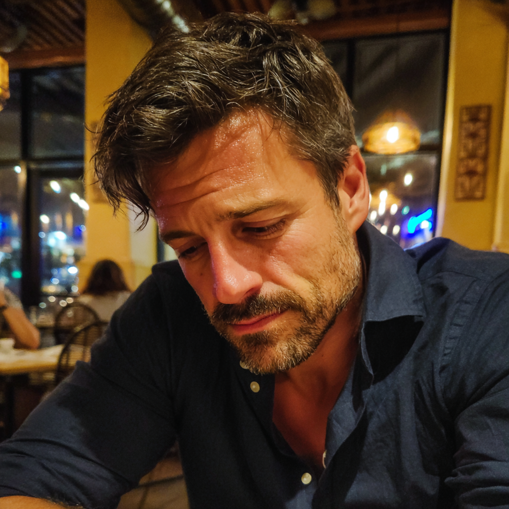 Un primer plano de un hombre alterado | Fuente: Midjourney