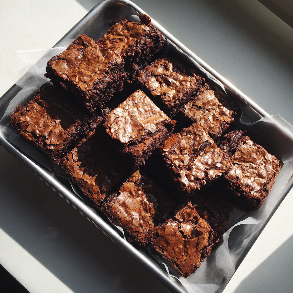 Una bandeja de brownies de chocolate | Fuente: Midjourney