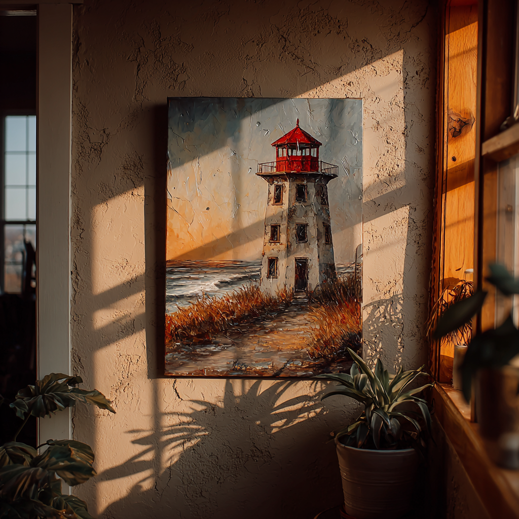 Un cuadro de un faro | Fuente: Midjourney