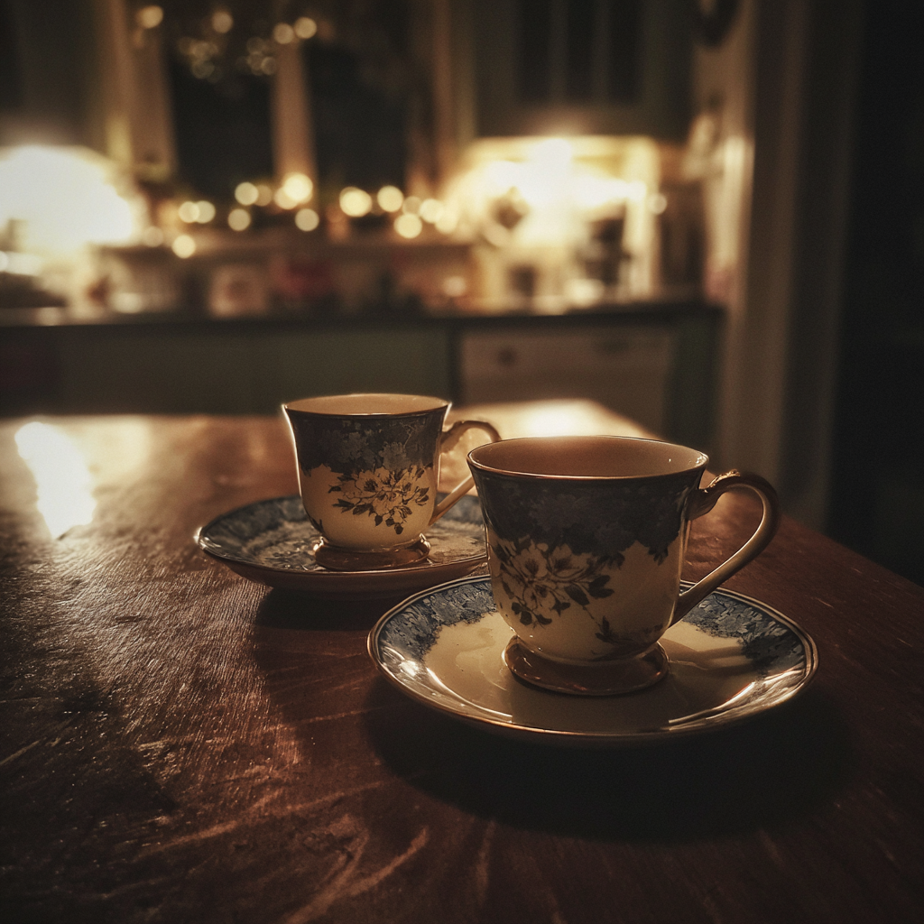 Dos tazas de té sobre una mesa | Fuente: Midjourney