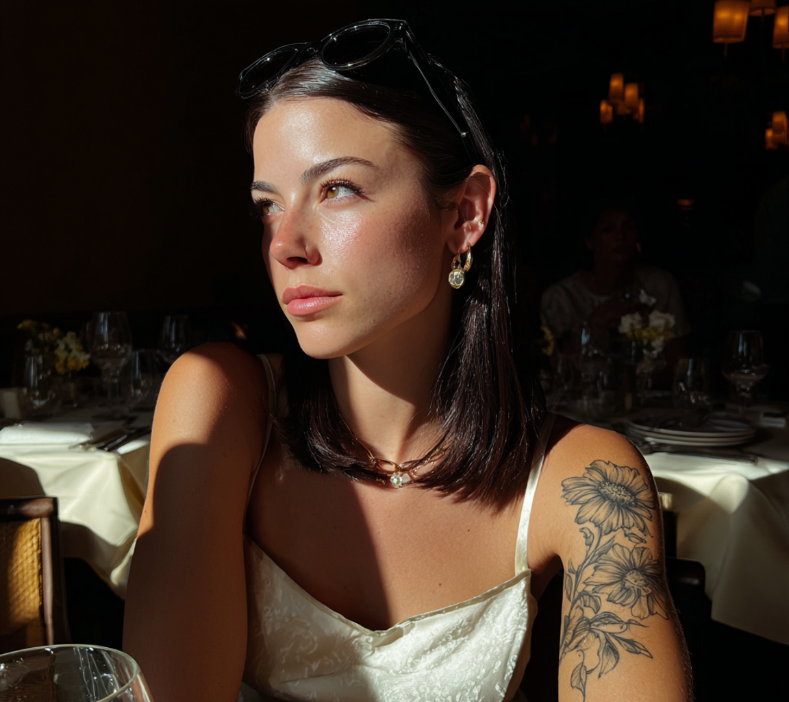 Una mujer molesta sentada en un restaurante | Fuente: Midjourney