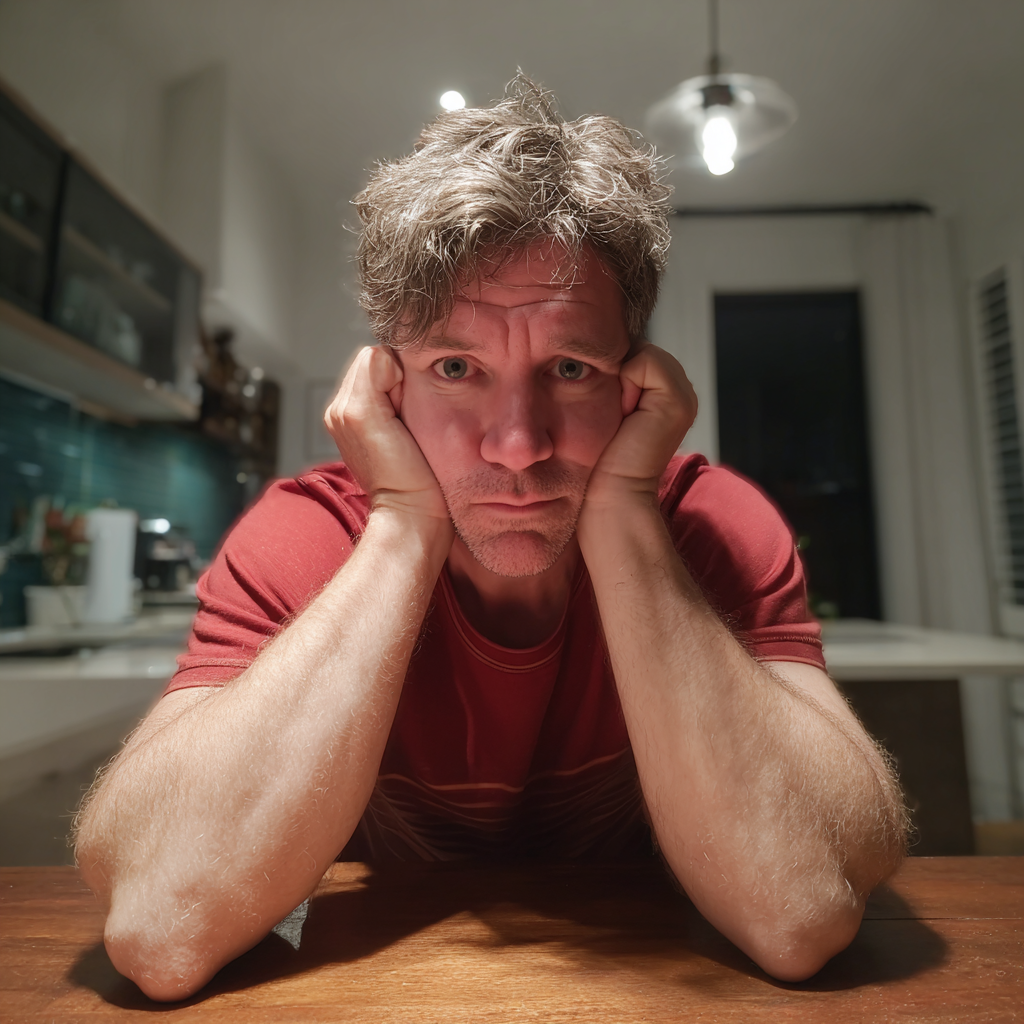 Un hombre alterado con la cabeza entre las manos | Fuente: Midjourney
