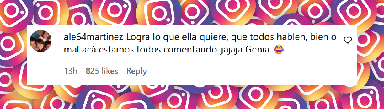Comentario de una persona sobre el atuendo plateado de Sofía "La Reini" Gonet en "MasterChef Celebrity" | Fuente: Instagram/masterchefargentina