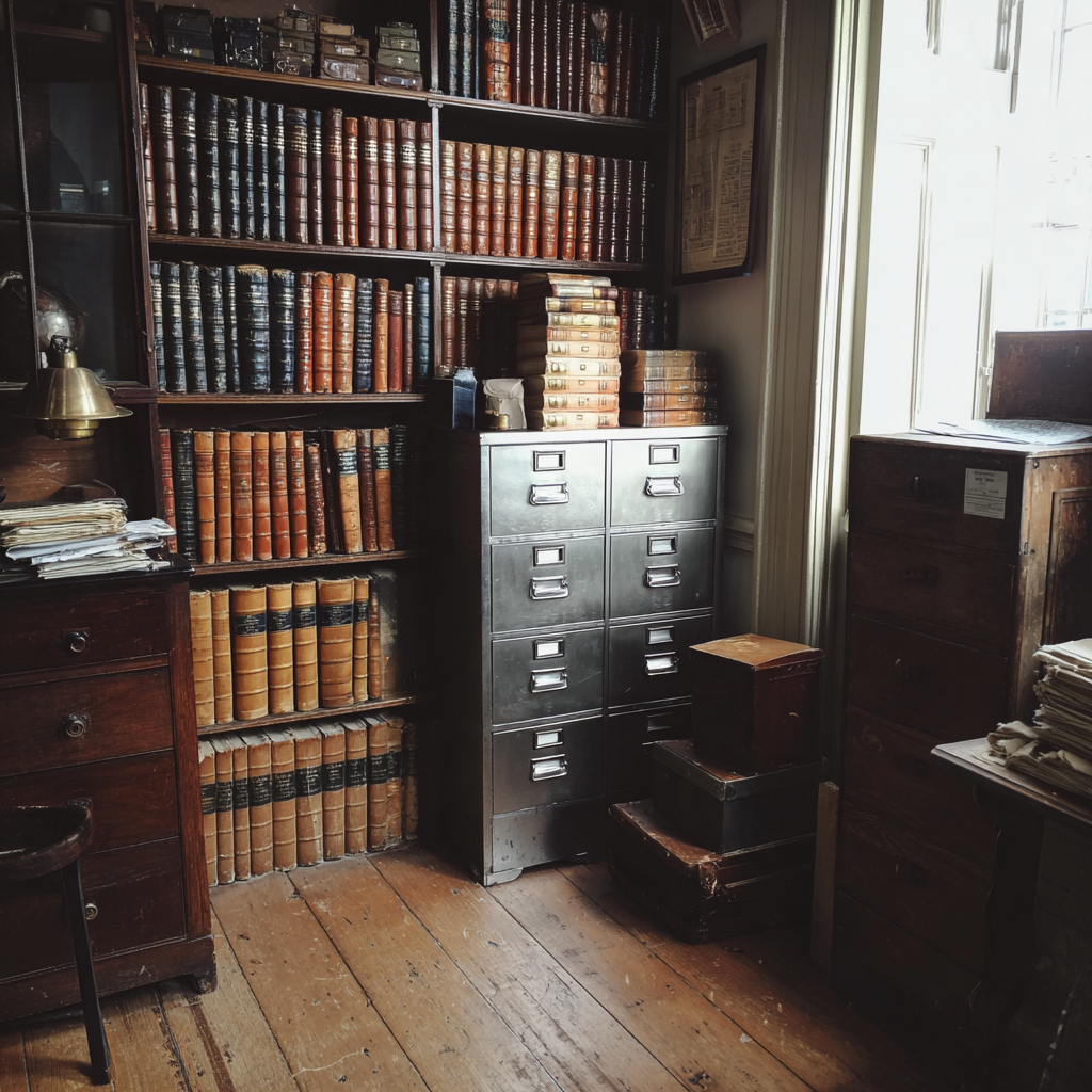 El interior de una sala de archivos | Fuente: Midjourney