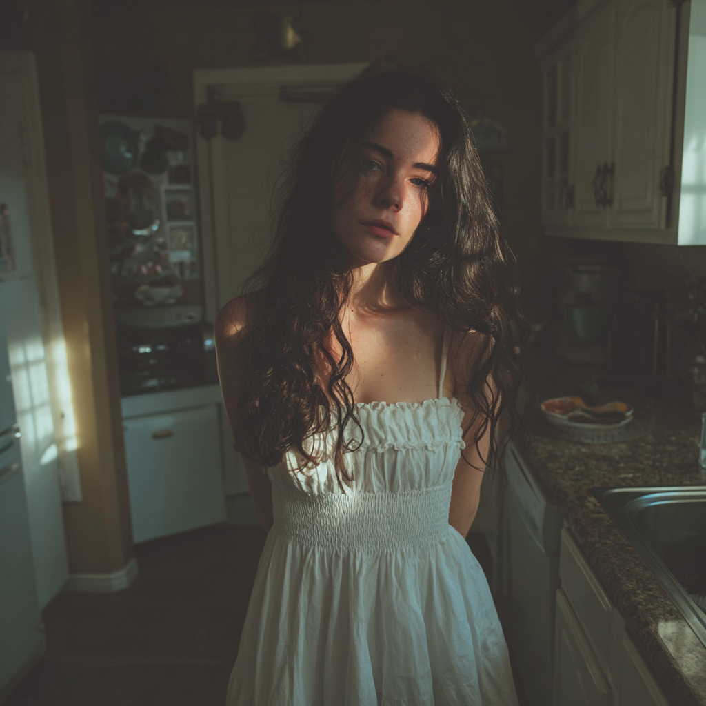 Una mujer de pie en una cocina | Fuente: Midjourney