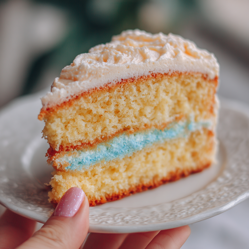 La mano de una mujer sosteniendo un trozo de pastel | Fuente: Midjourney