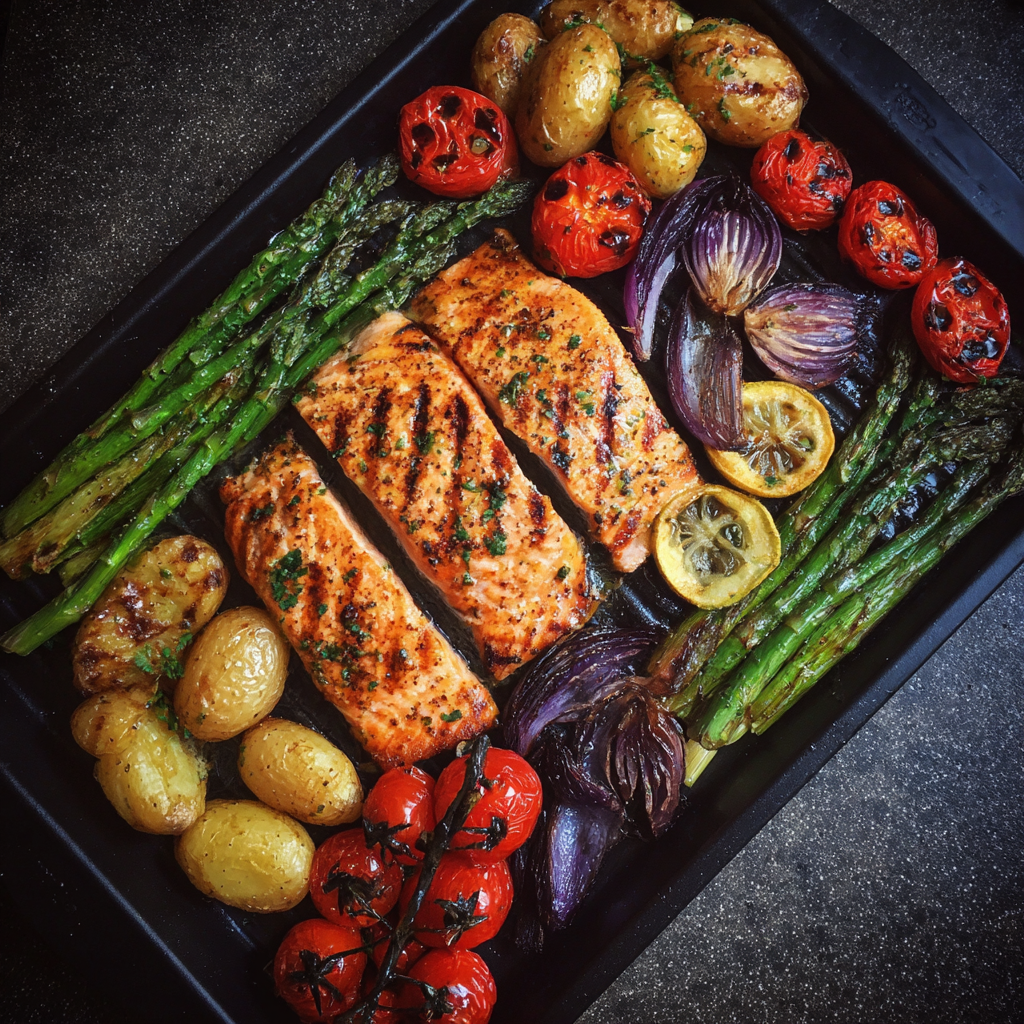 Comida en una bandeja | Fuente: Midjourney
