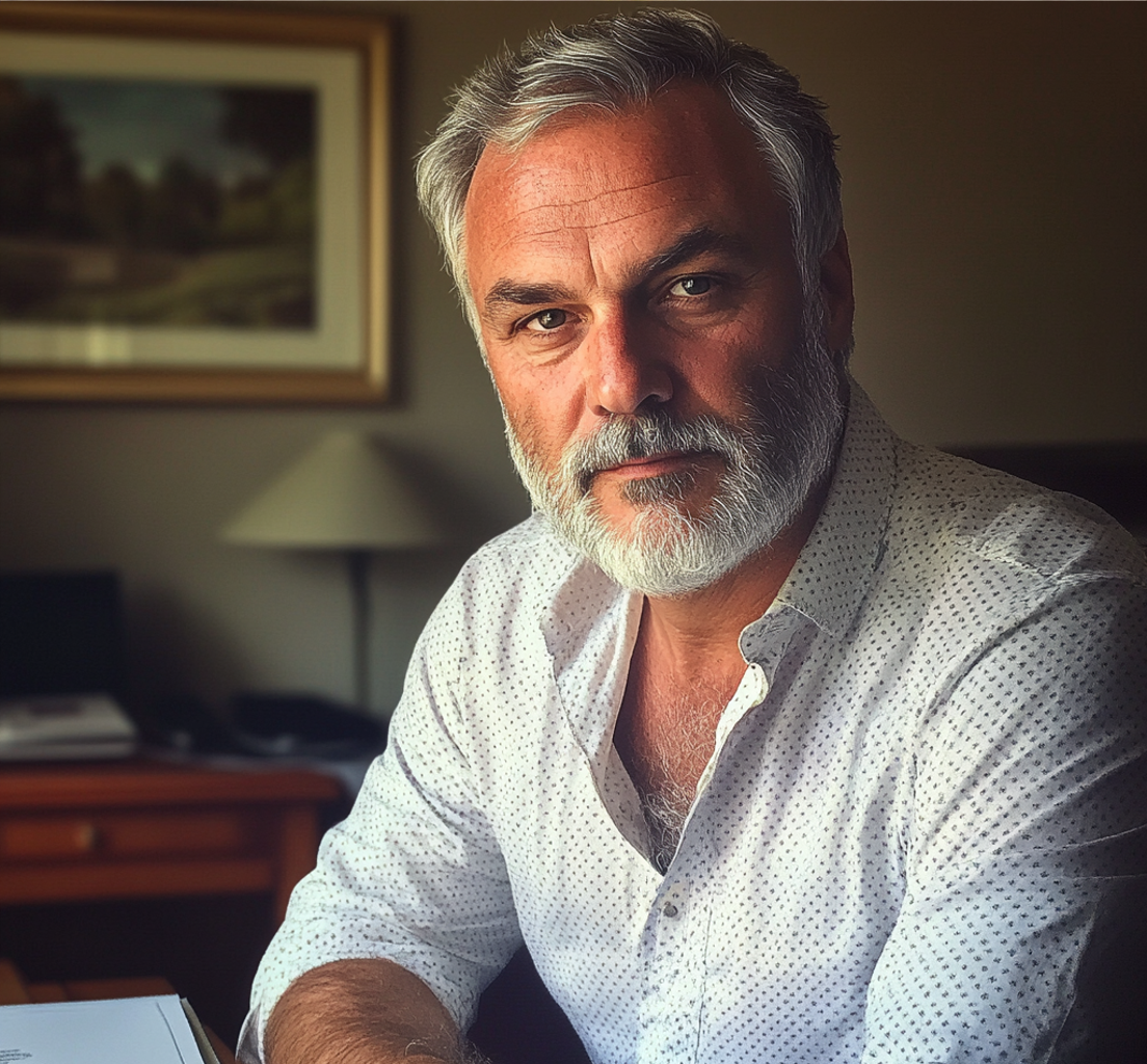Un hombre sentado en un escritorio | Fuente: Midjourney