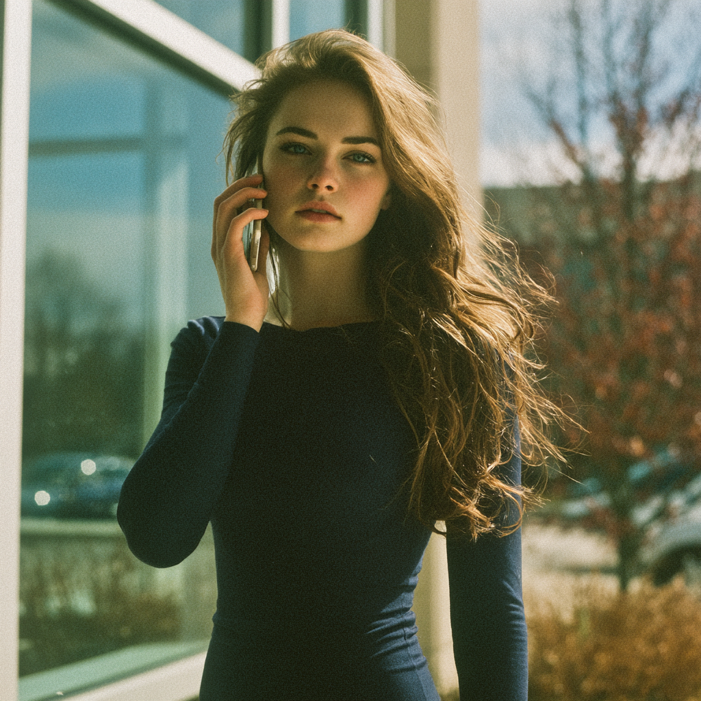 Una mujer pensativa en el exterior | Fuente: Midjourney