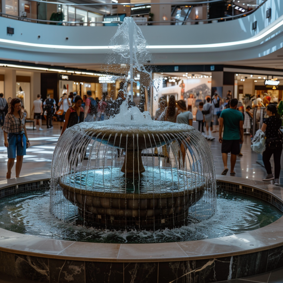 Una fuente en un centro comercial | Fuente: Midjourney