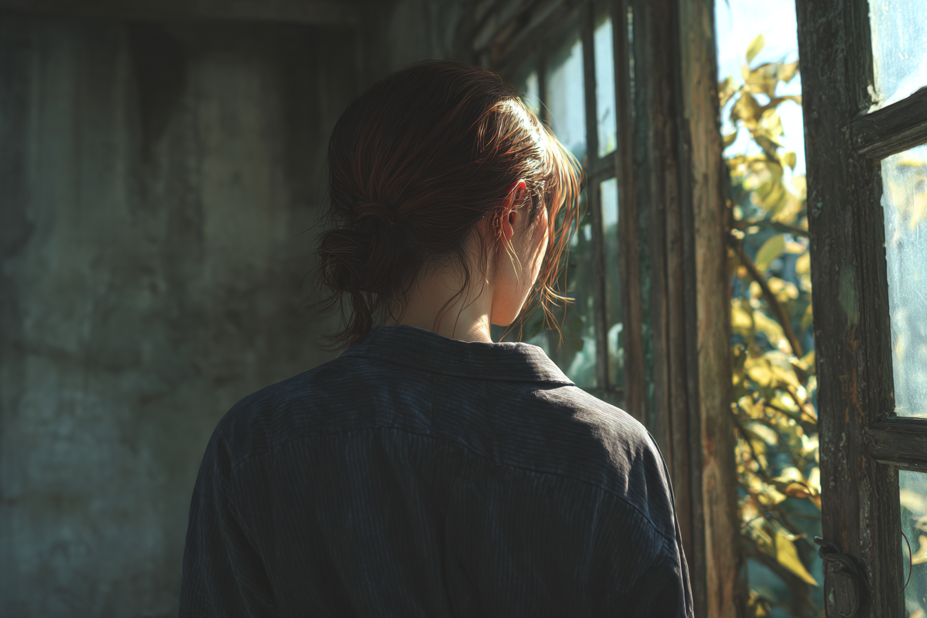 Una chica cerca de una ventana | Fuente: Midjourney