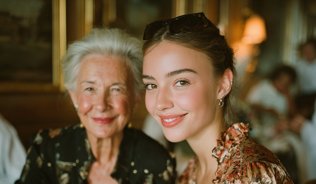 Dos mujeres felices estrechando lazos | Fuente: Midjourney