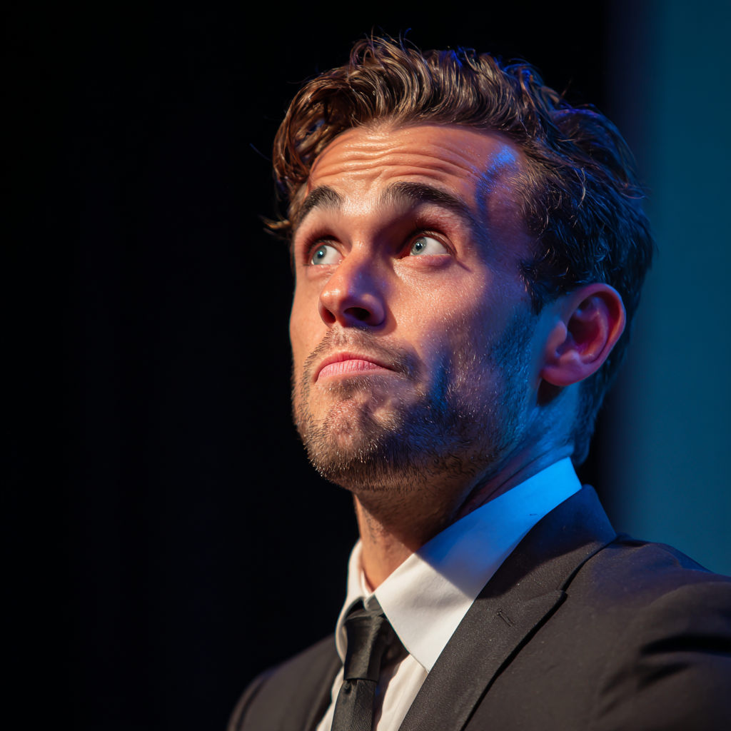 Primer plano de un hombre avergonzado | Fuente: Midjourney