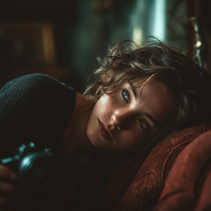 Una mujer tumbada en un sofá | Fuente: Midjourney