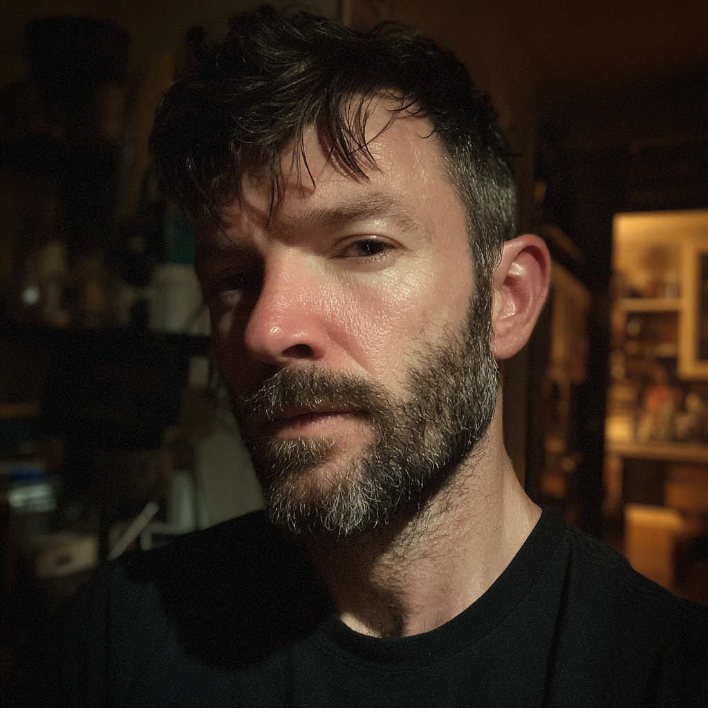 Un hombre con una camiseta negra | Fuente: Midjourney