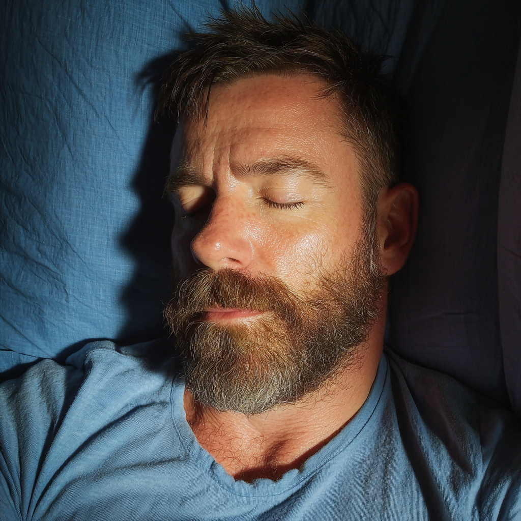 Primer plano de un hombre dormido | Fuente: Midjourney