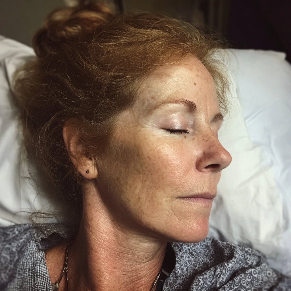 Una mujer durmiendo en una cama de hospital | Fuente: Midjourney