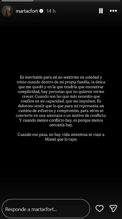 Historia de Instagram | Fuente: Instagram/martacfort