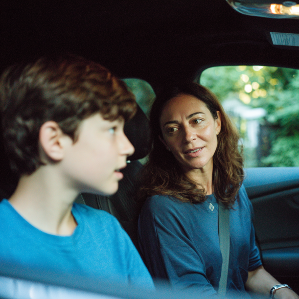 Una madre y su hijo hablando | Fuente: Midjourney