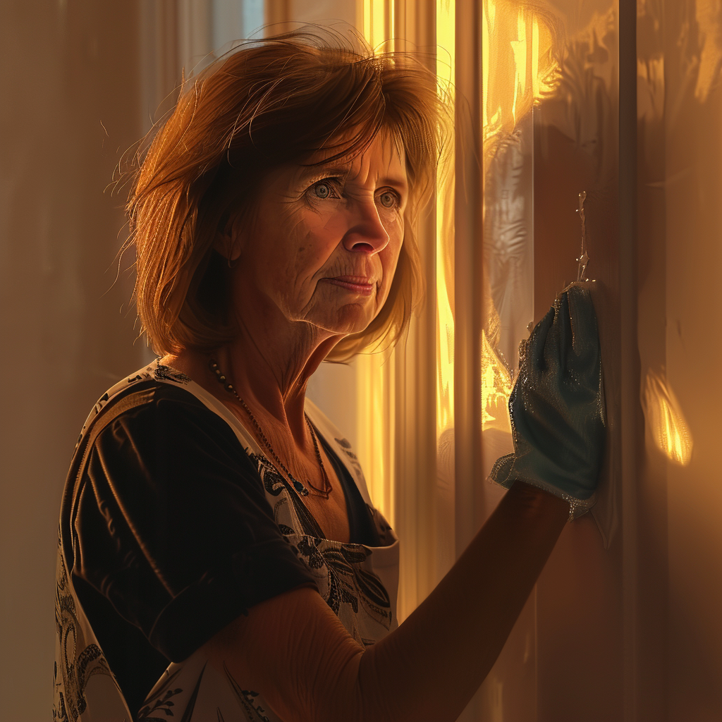 Mujer limpiando una pared | Fuente: Midjourney