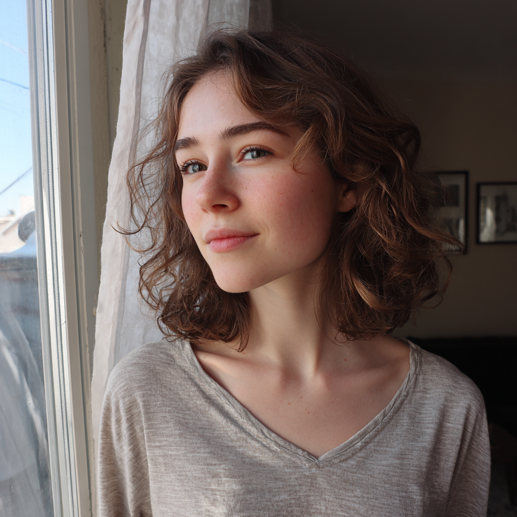 Una mujer junto a una ventana | Fuente: Midjourney