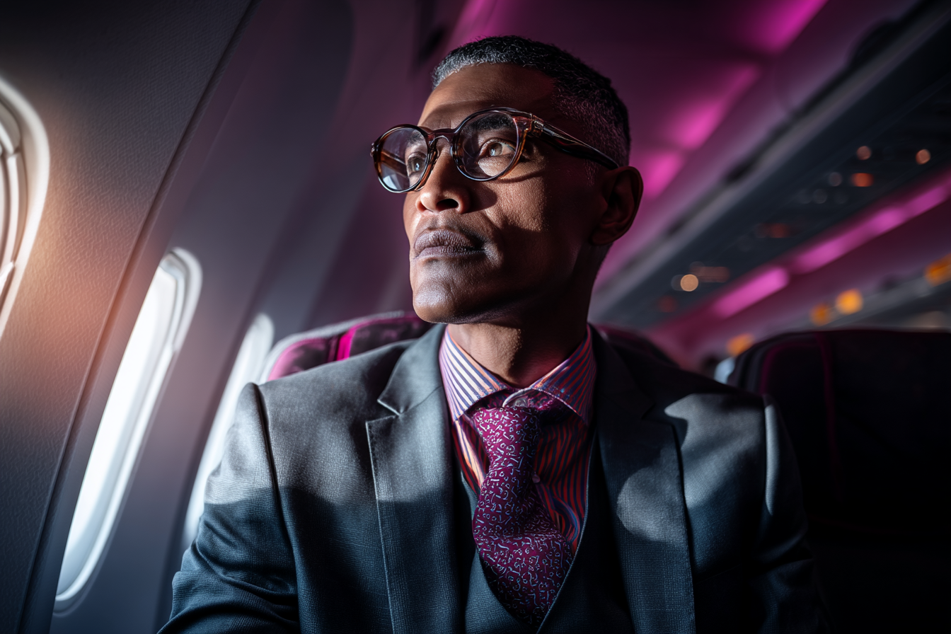 Un hombre en un avión | Fuente: Midjourney