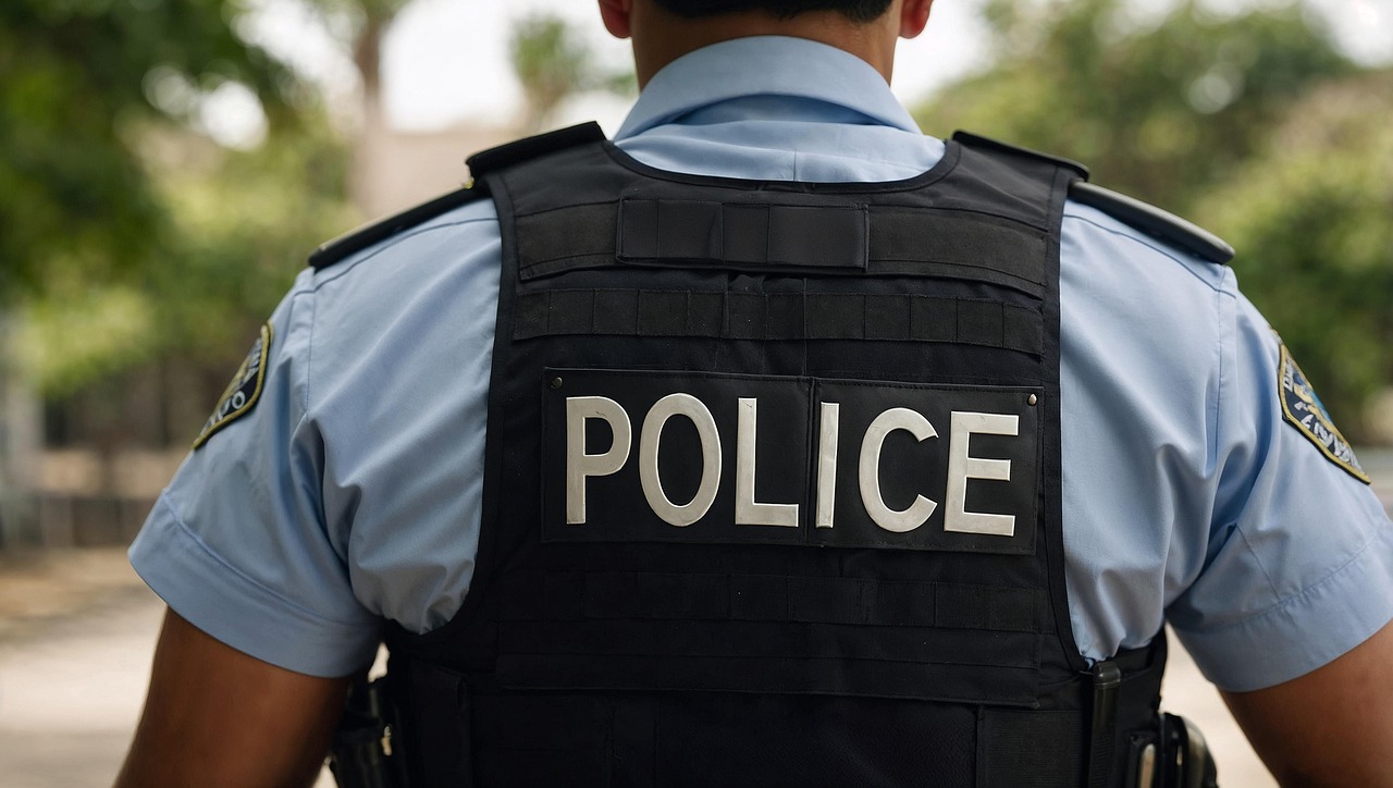 La vista trasera de un agente de policía | Fuente: Pixabay